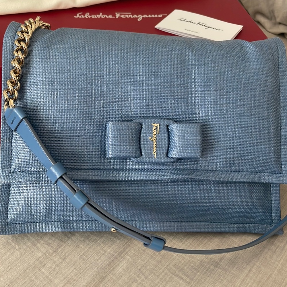 Blue Ferragamo handbag